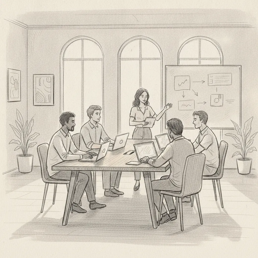 distributed team members collaborating in an on-demand workspace, illustrating how to manage distributed teams physically