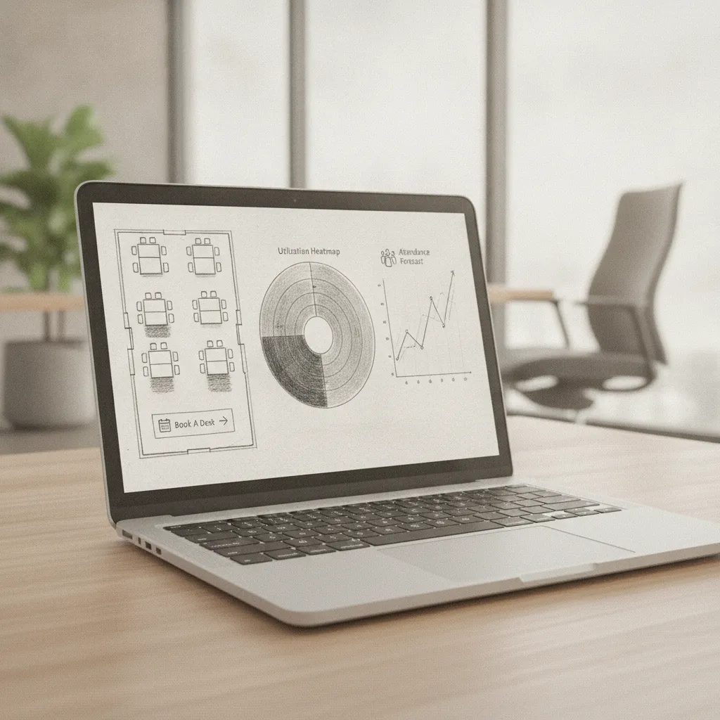 flexible workspace management software dashboard showing desk booking and utilization analytics