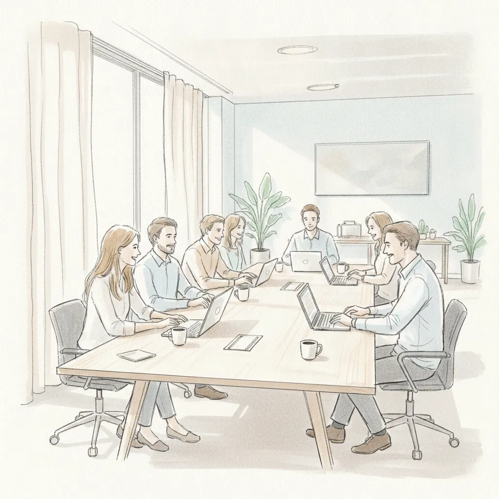 Employees collaborating in a well-planned office space demonstrating successful office capacity planning outcomes