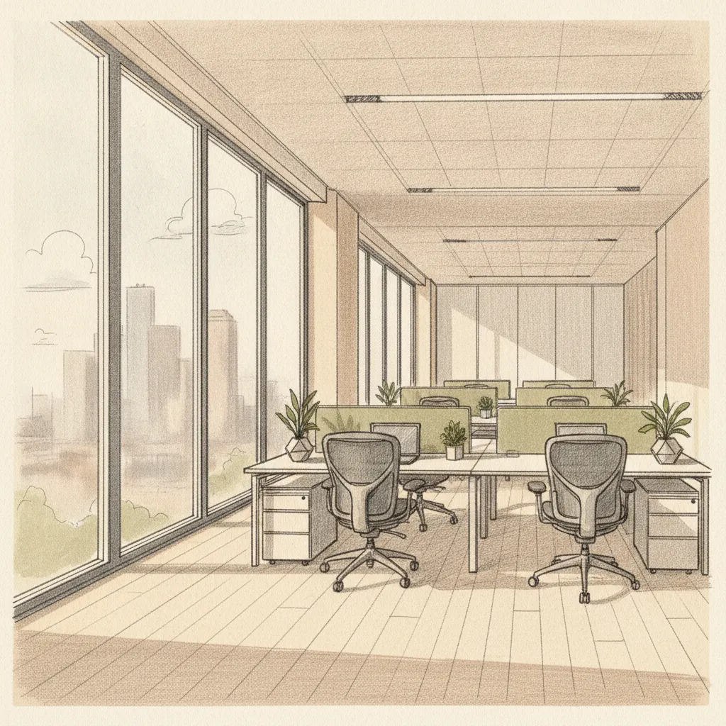 modern office space in houston interior showing open plan workspace with natural light