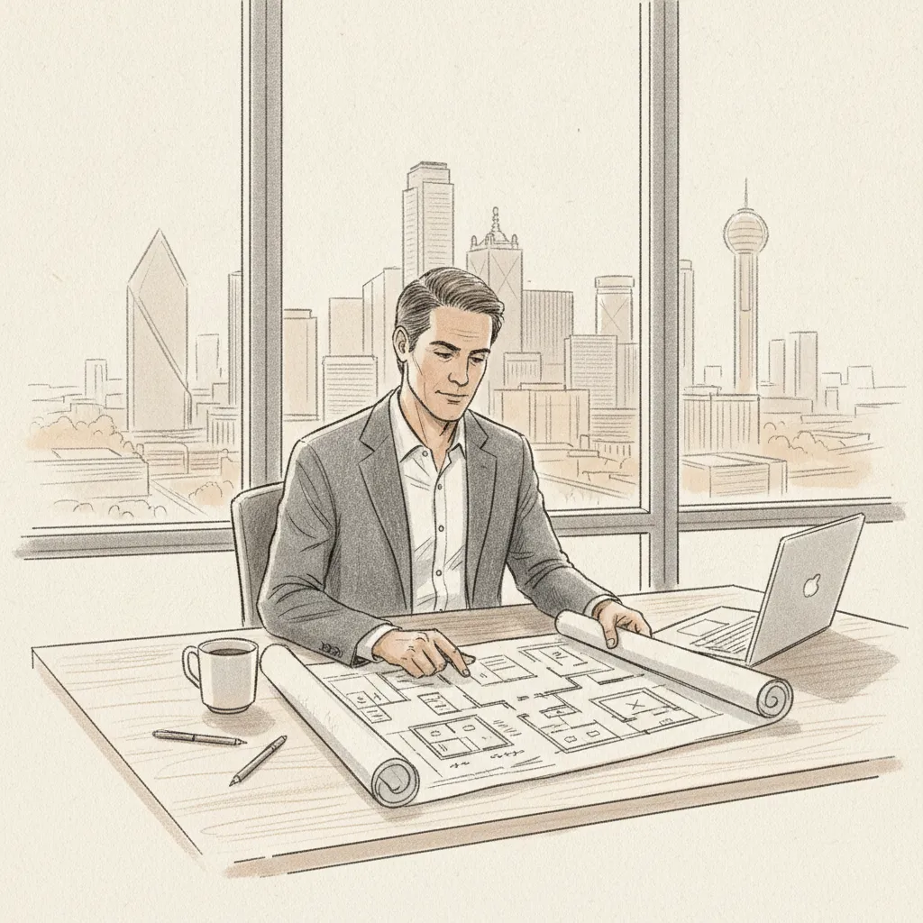 corporate real estate leader evaluating office space in dallas floor plan