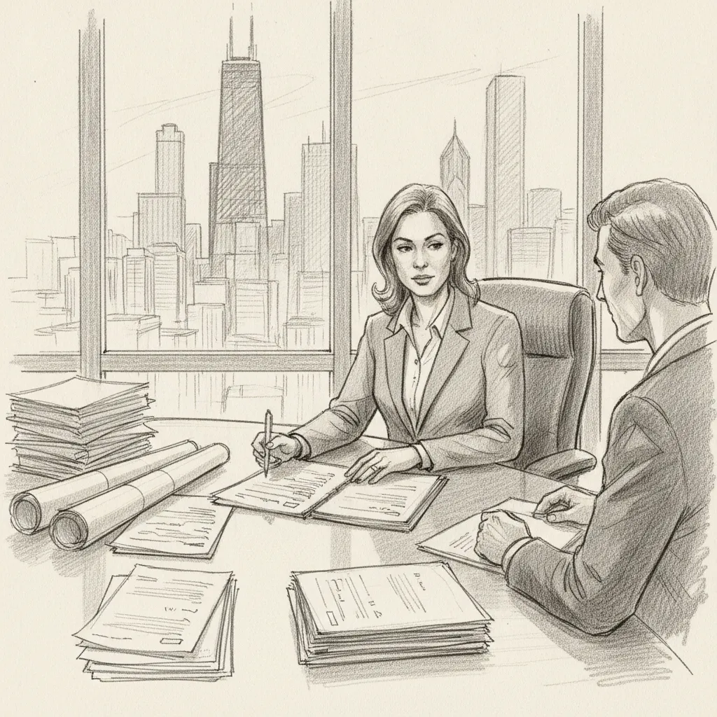 corporate real estate leader evaluating office space in chicago lease terms