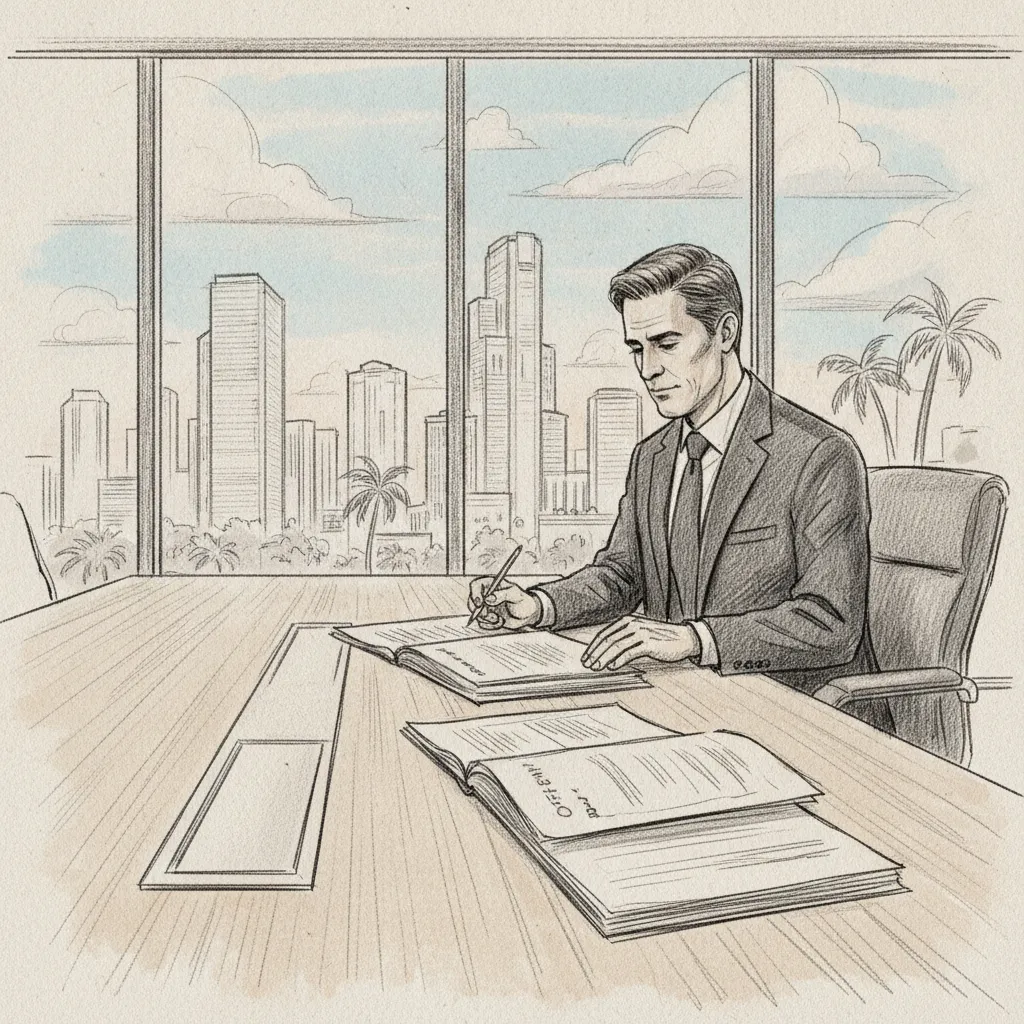 corporate real estate decision maker reviewing office space in miami lease options