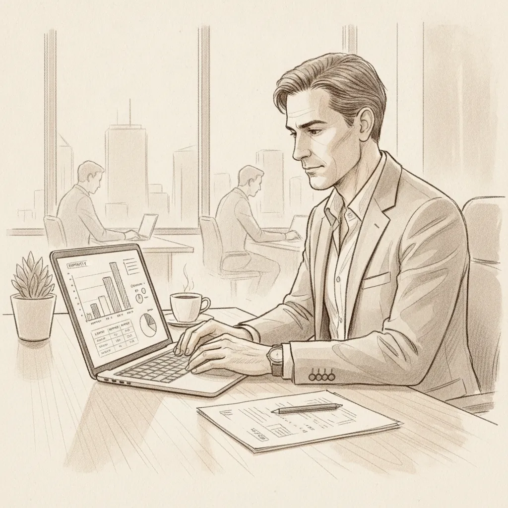 finance leader analyzing corporate real estate costs and portfolio optimization data