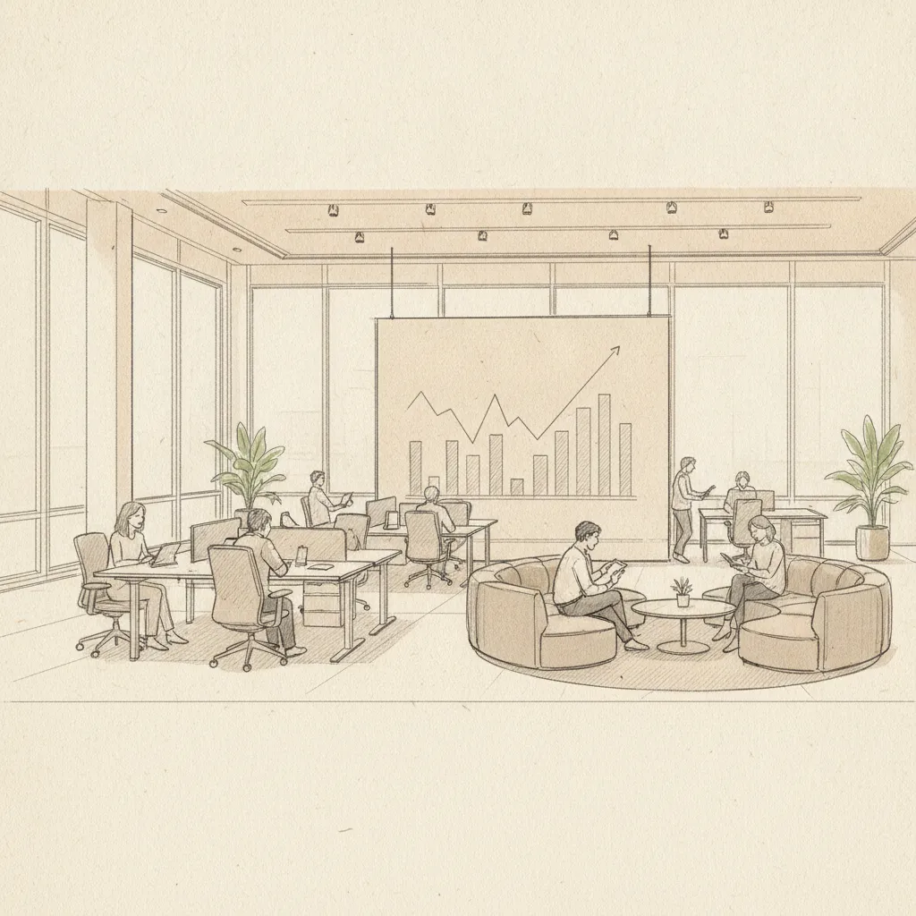 hybrid office space illustrating corporate real estate costs per square foot