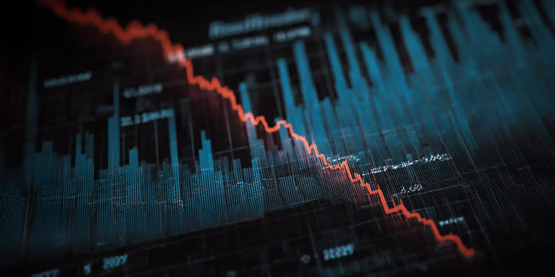 This graphic of a downward-trending market chart symbolizes the financial risks of a real estate downturn. Learn how a residential sale-leaseback can provide stability and protect your assets in a volatile market.