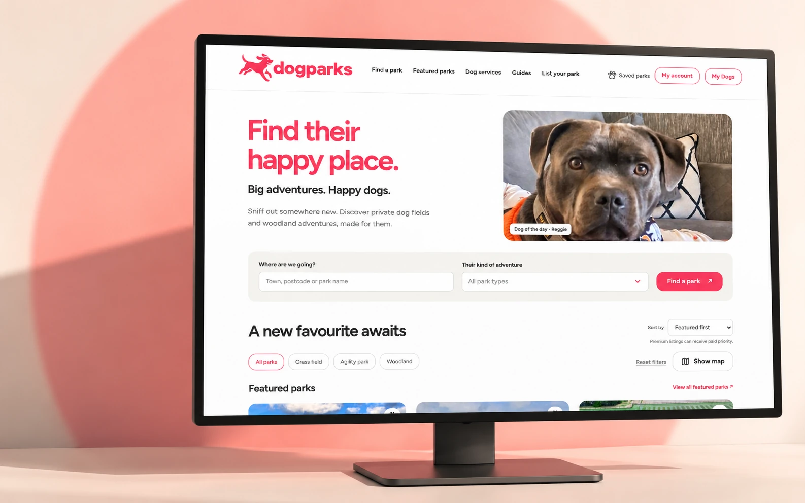 An image-led welcome to a discovery platform covering over 1,000 UK parks.