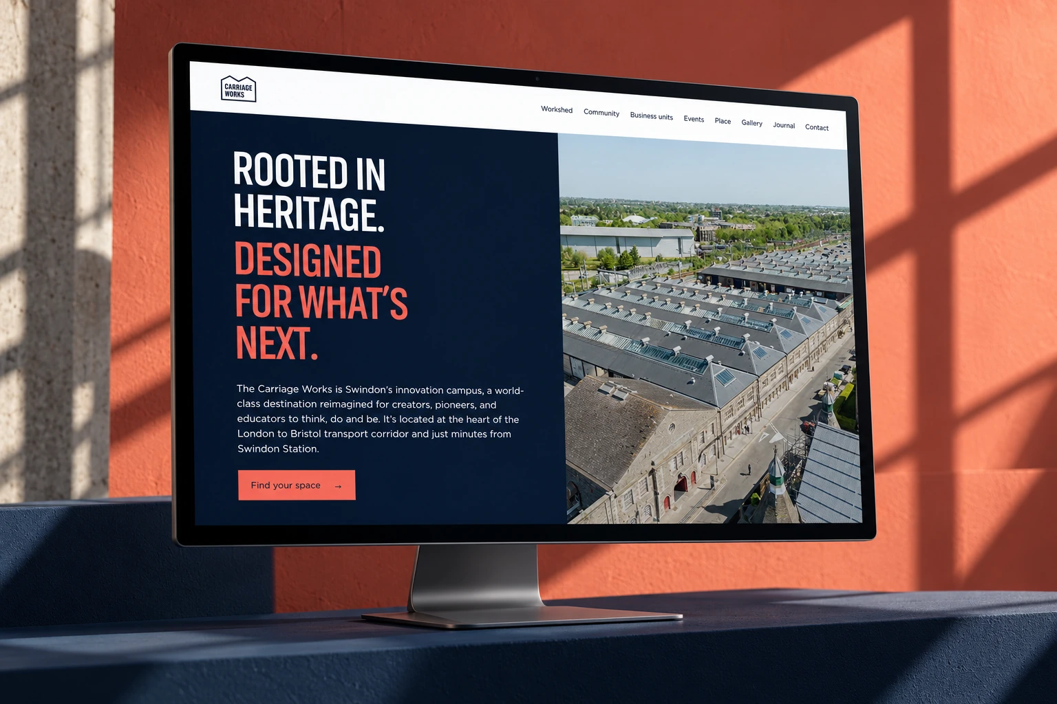 The Carriage Works identity shapes a confident introduction to the destination.