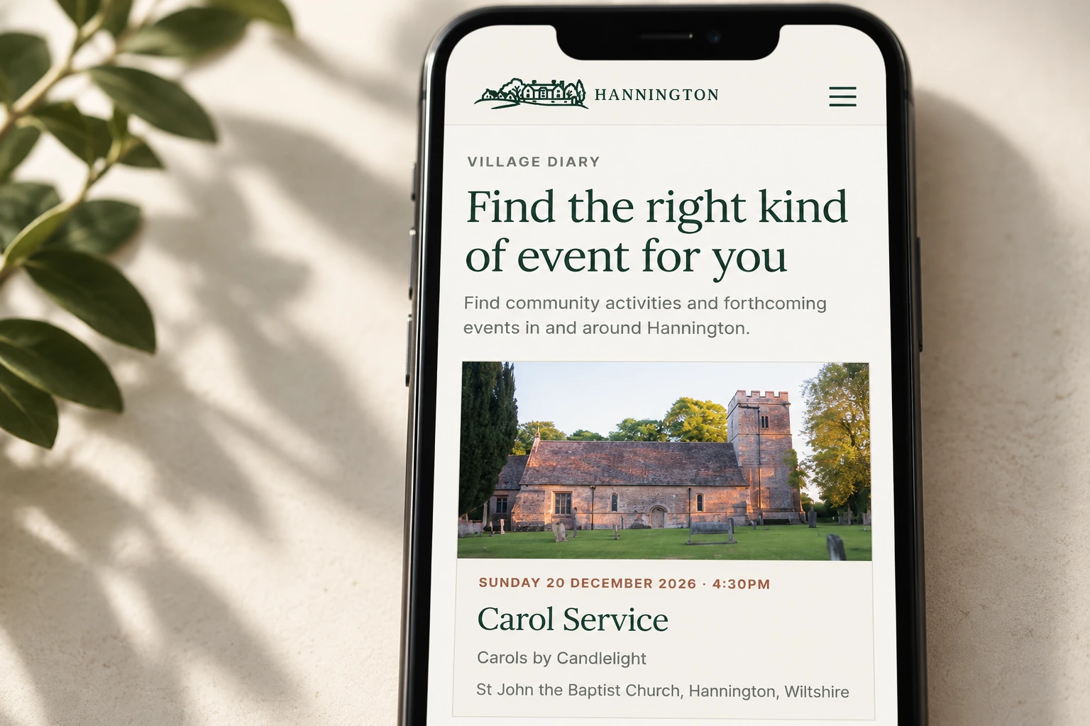 Event details keep the date, time, venue and description close at hand on mobile.
