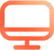 Orange und schwarze Icon-Grafik eines Desktop-Computers mit Bildschirm und Basis.