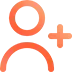 Orange Symbol einer Person mit Pluszeichen daneben, das Hinzufügen eines Benutzers darstellt.