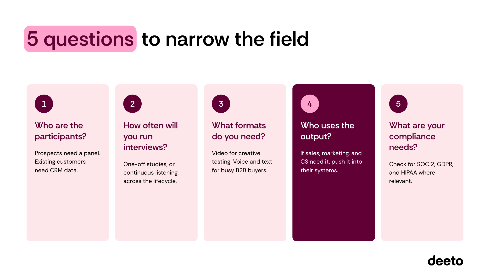 5 questions to narrow the field