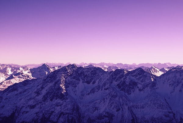 Pink sky over mountains
