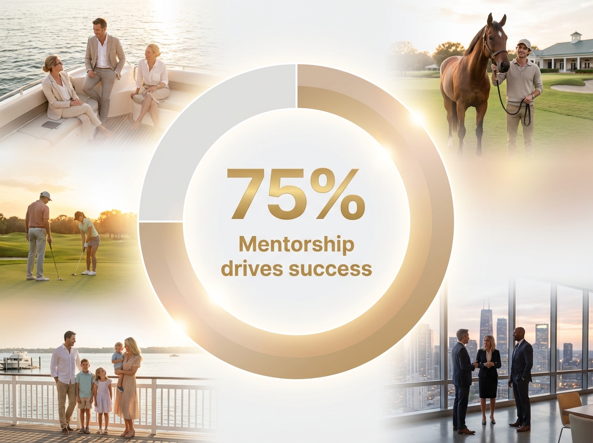 Infographic showing Mentored Americans crediting mentorship for their success: 75%
