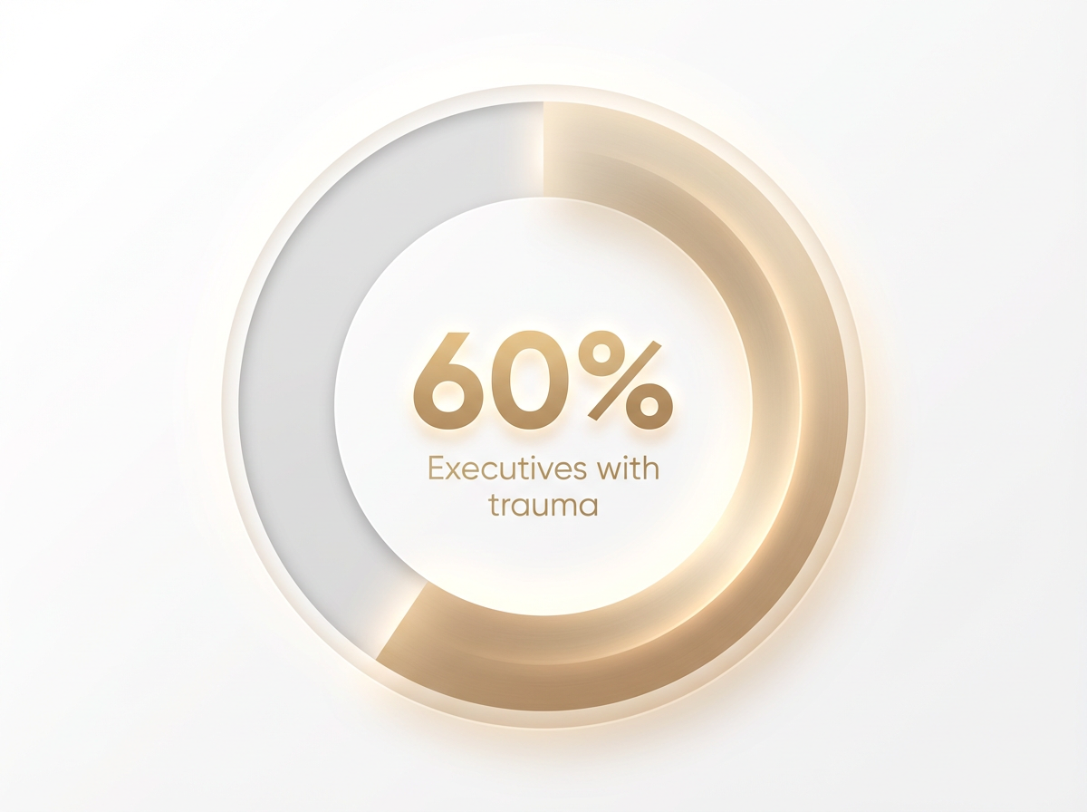 Infographic showing High-performing executives with unprocessed trauma histories: 60%