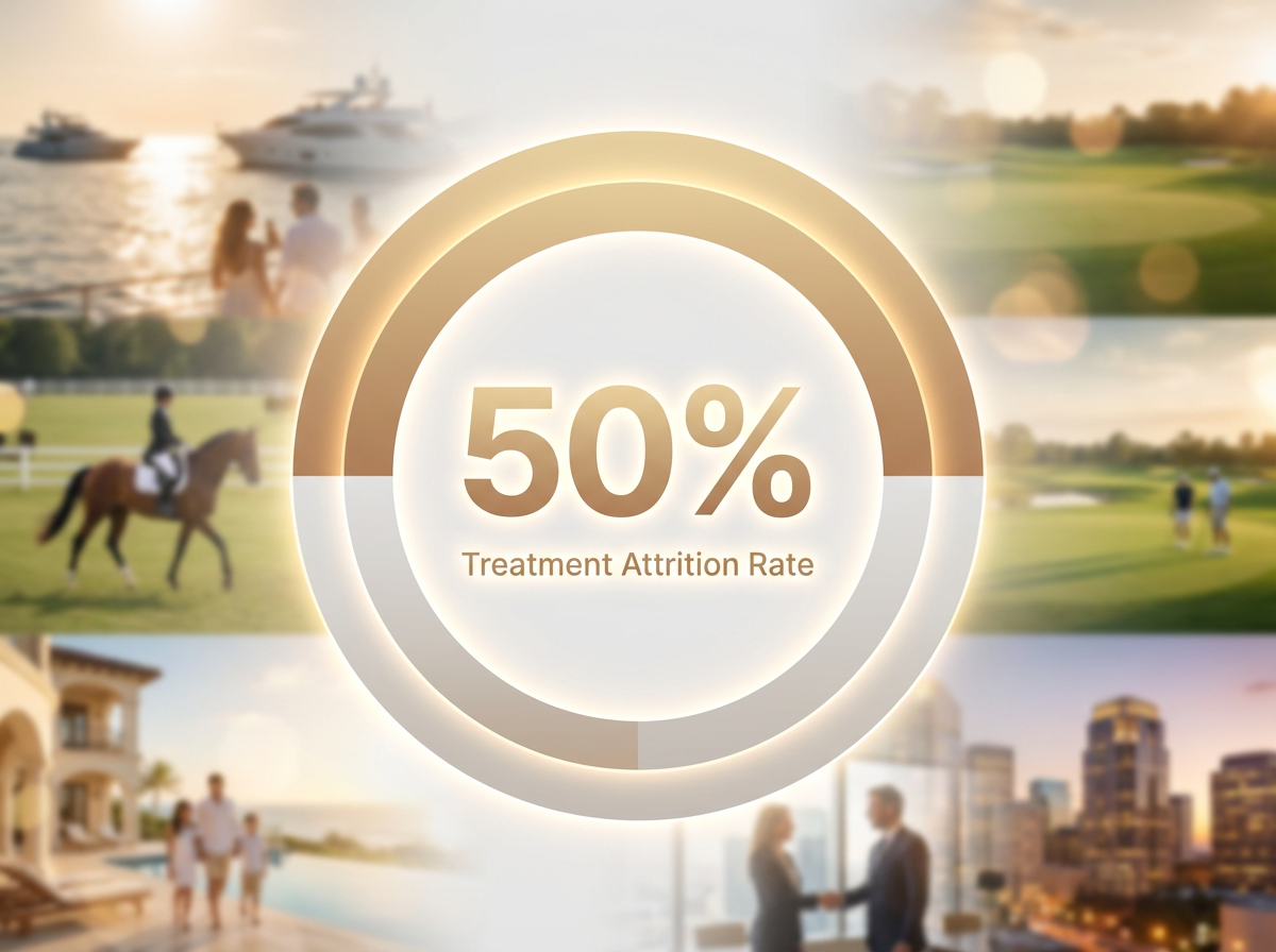 Infographic showing Attrition Rate from Treatment Waiting Lists: 50%