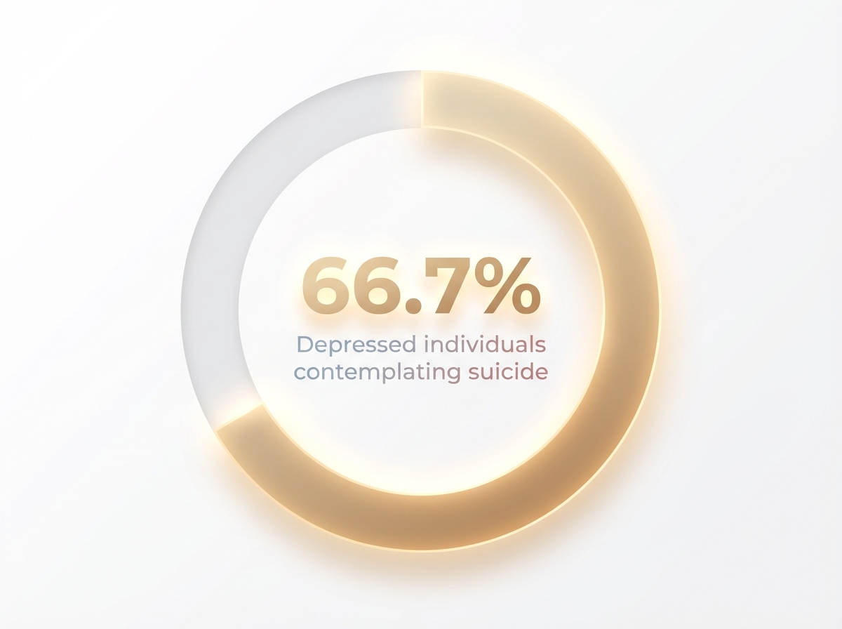 Infographic showing Individuals with clinical depression who contemplate suicide: 66.7%