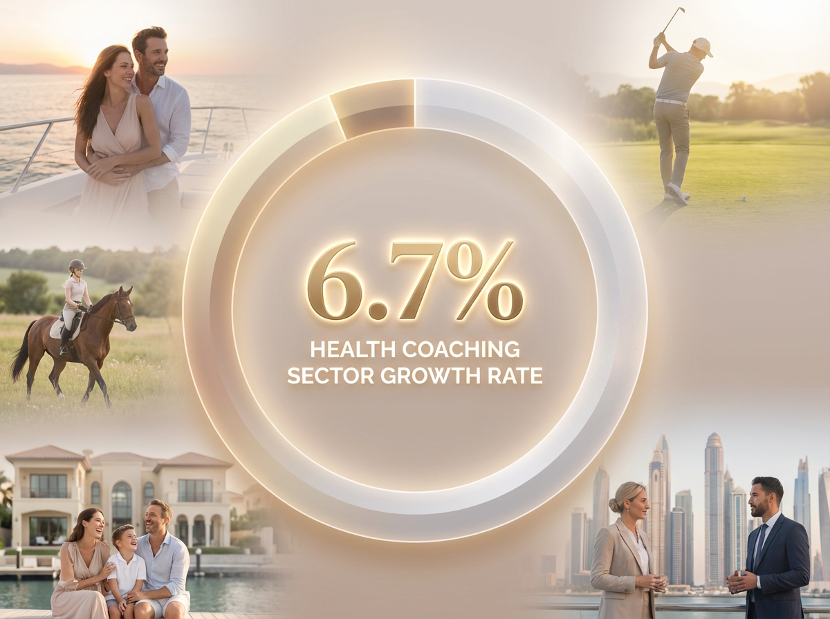 Infographic showing Annual growth rate of the health coaching sector: 6.7%