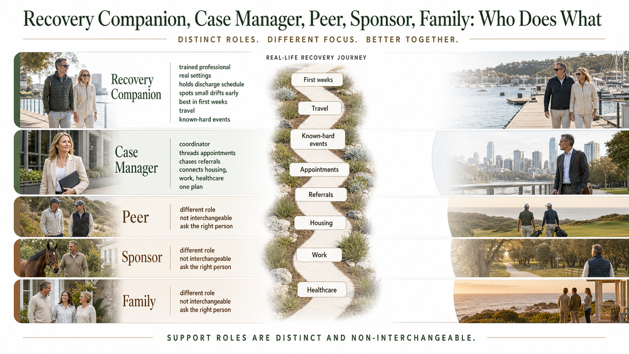 Clarify the distinct functions of each support role described in the section, since the article explicitly compares them as non-interchangeable