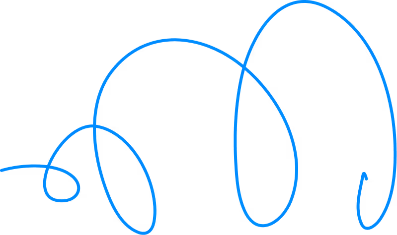 Blue abstract looped spiral line twisting on a black background.