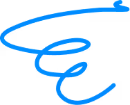 Blue abstract swirl resembling a loose cursive letter E on a white background.