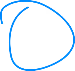 Thin blue rounded triangular outline with a small break on one curved edge on white background.