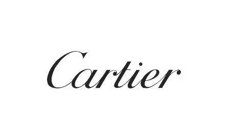 Cartier brand logo in elegant black script on a light gray background.