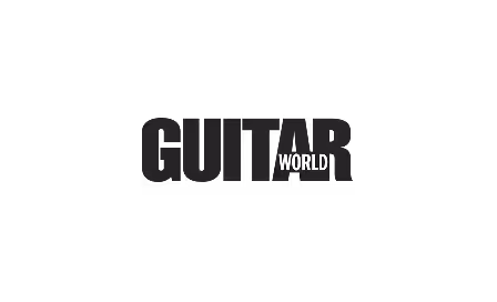 Guitar World magazine logo with bold black text on a light gray background.