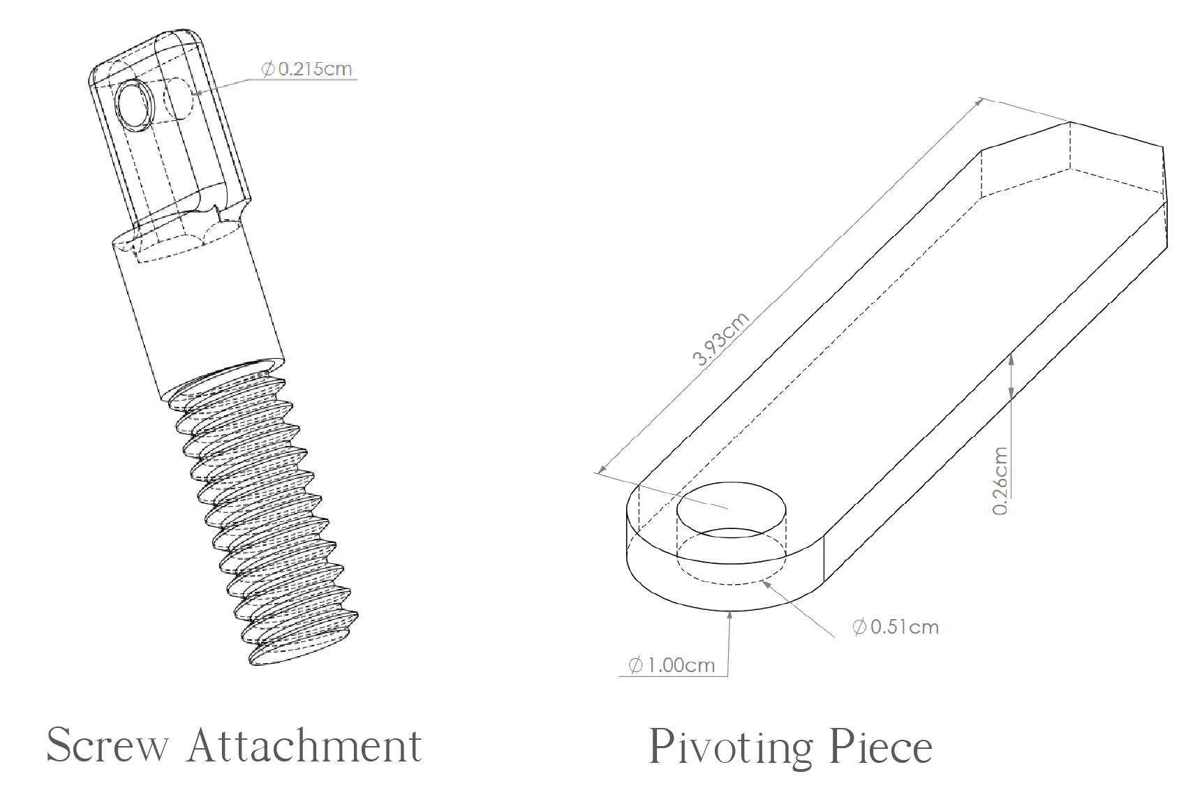 CAD Drawings of physical pendulum model components