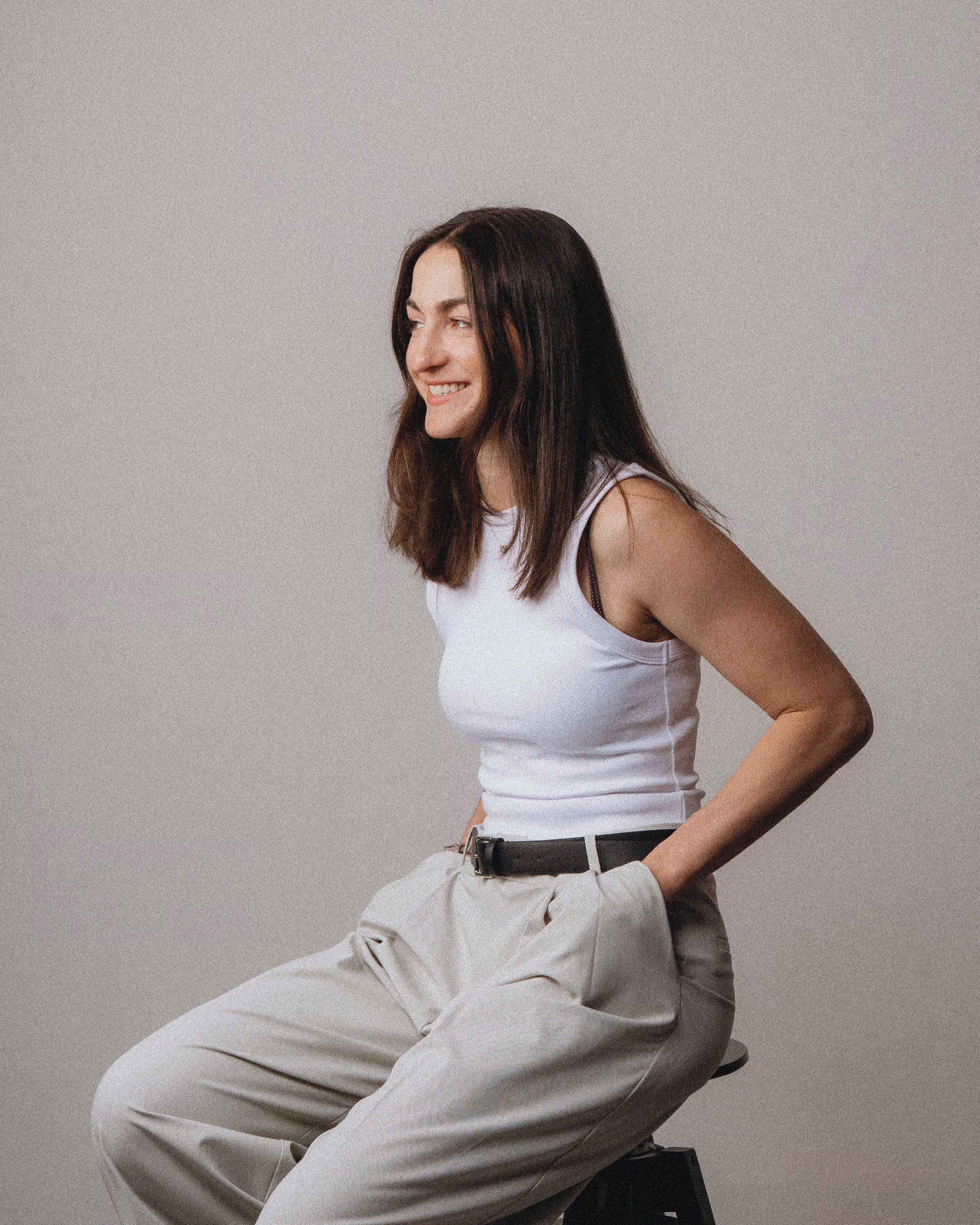 A portrait of Adéla Porubská, founder of the Yoga Movement studio.