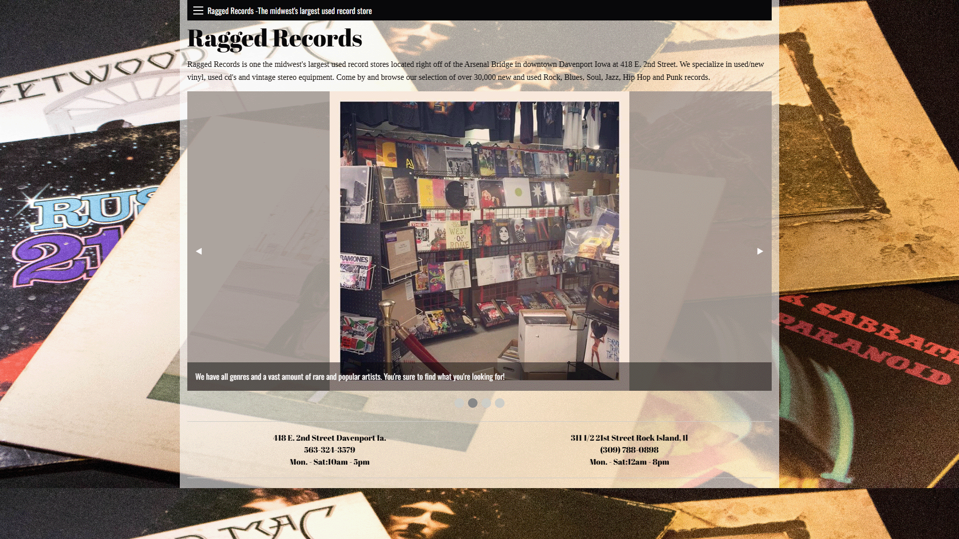 screenshot of the mock ragged records site created by Jenna Gruneich.