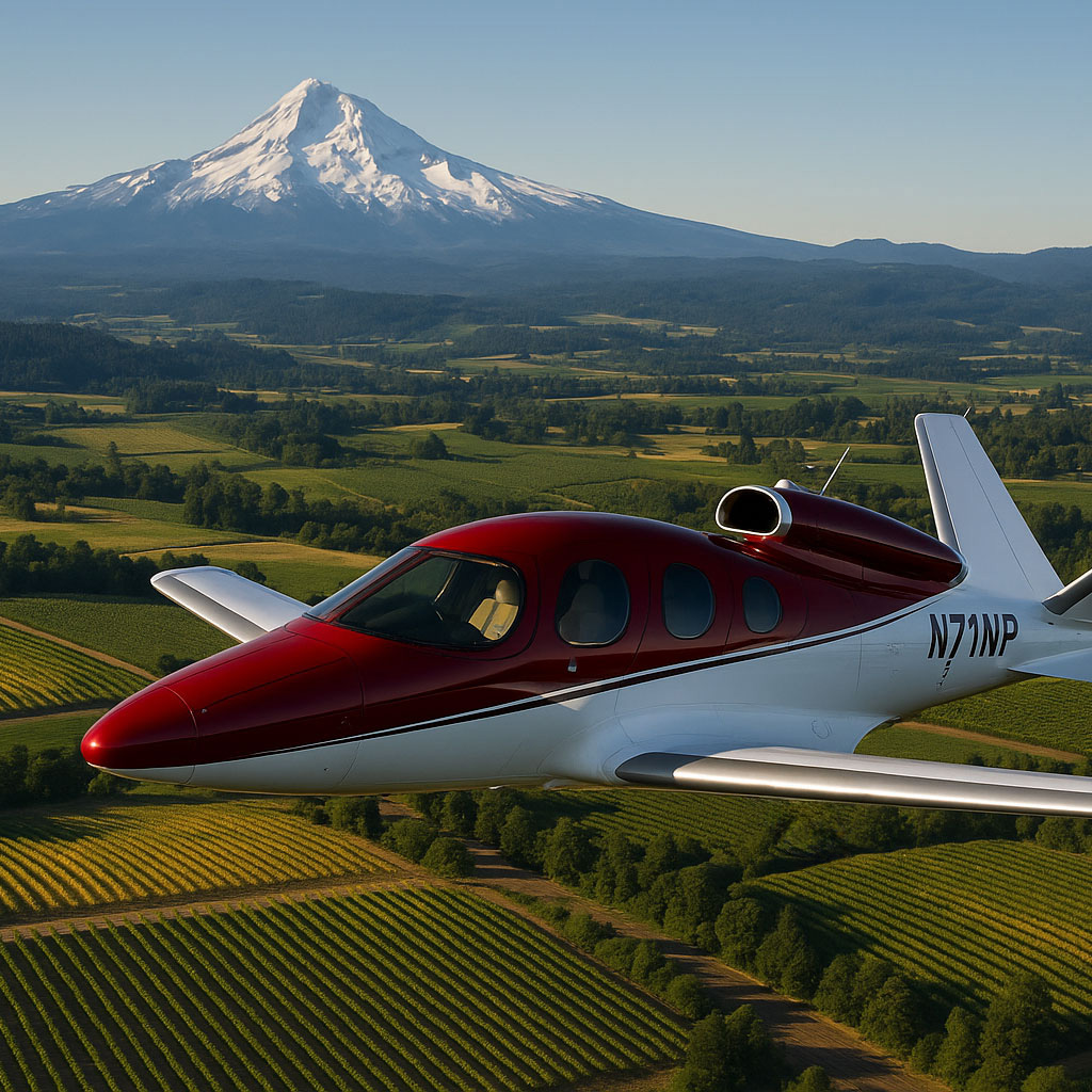Guests have exclusive access to a Cirrus SF50 G2 Vision Jet for both arrival and departure from McMinnville airport (KMMV).