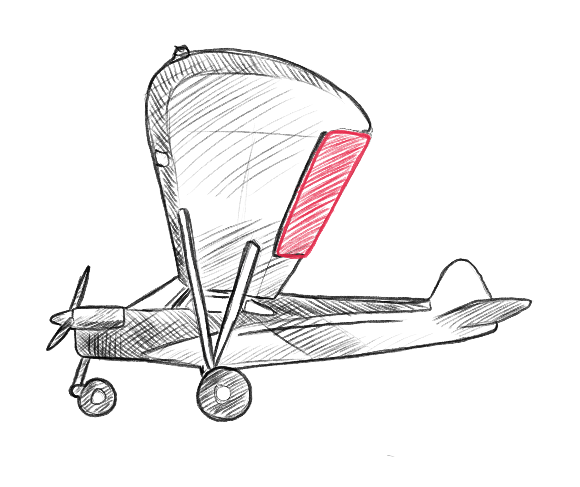 Diagram showing an airplane wing, aileron highlighted in red on the trailing edge of the wing.
