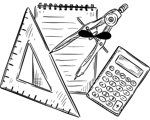 Graphic image of math instruments.