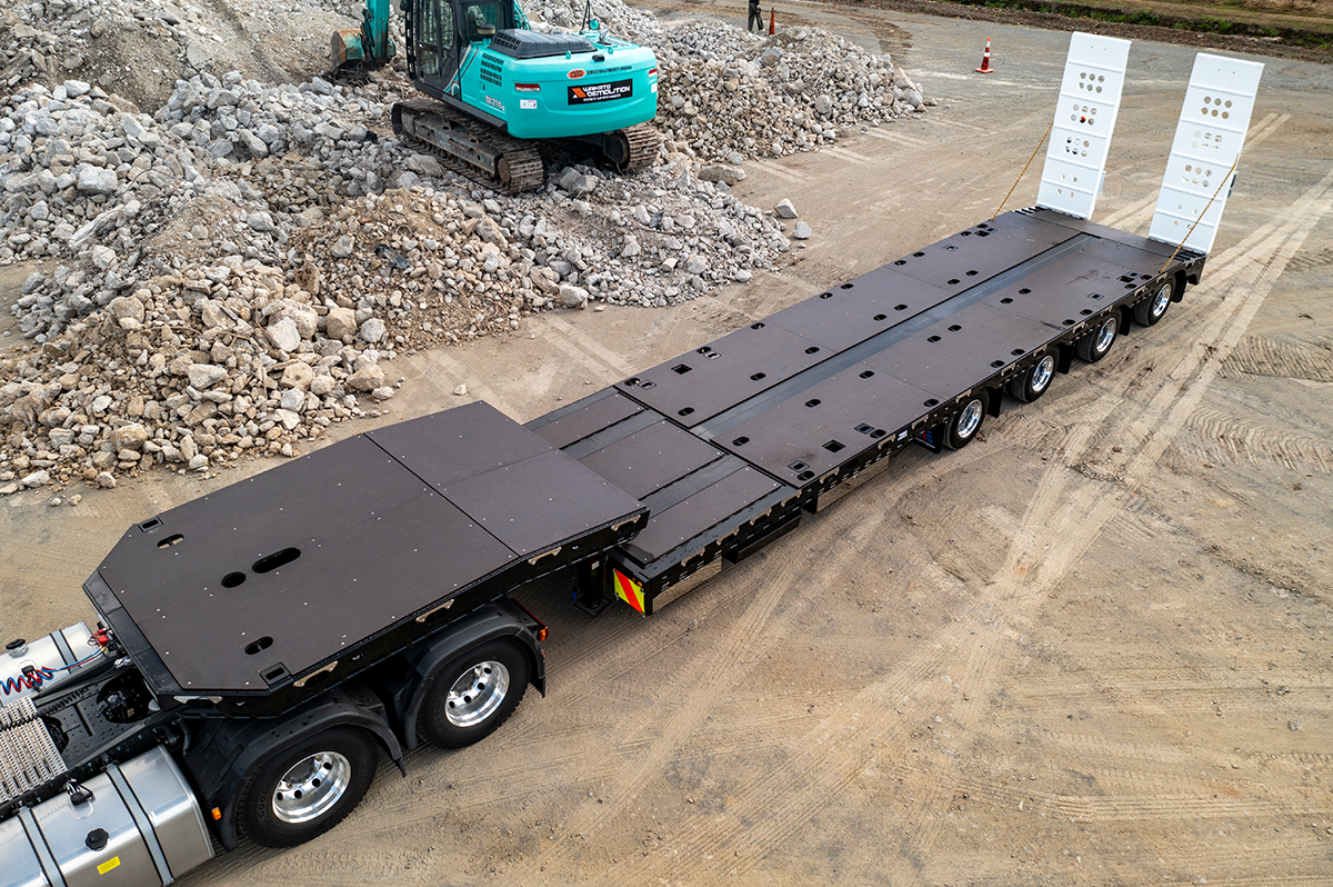 4 Axle Semi Transporter Front Angle Birds Eye View