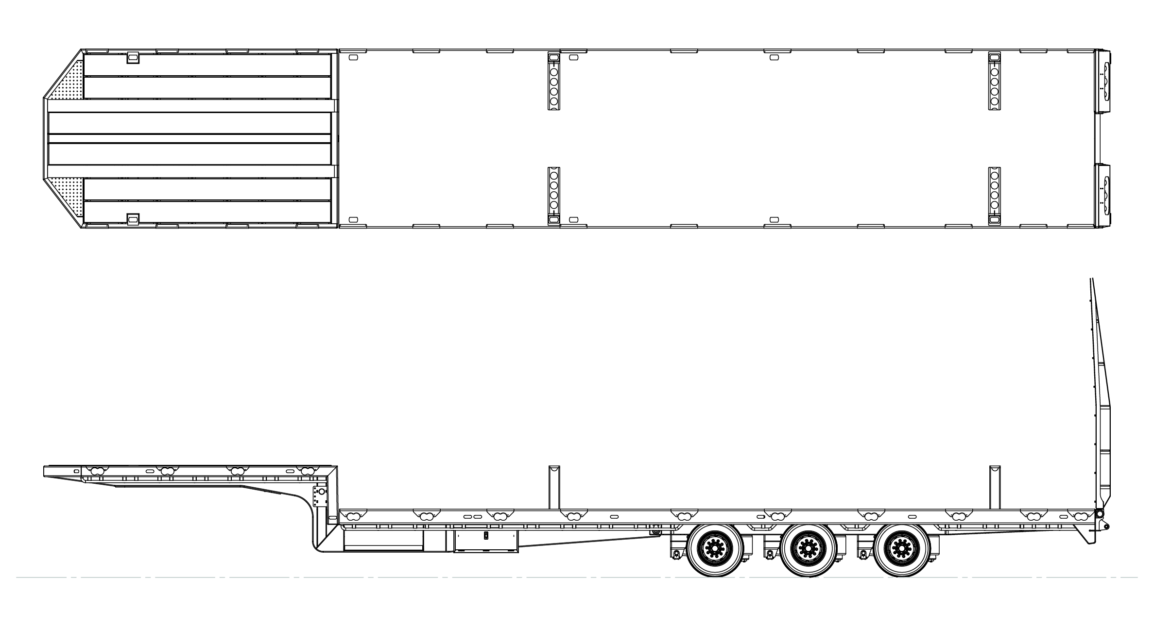 3 Axle Semi Tilt Deck Transporter Model Drawing