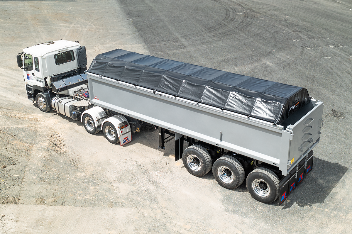 3 Axle Semi Tipper Back Birds Eye View 