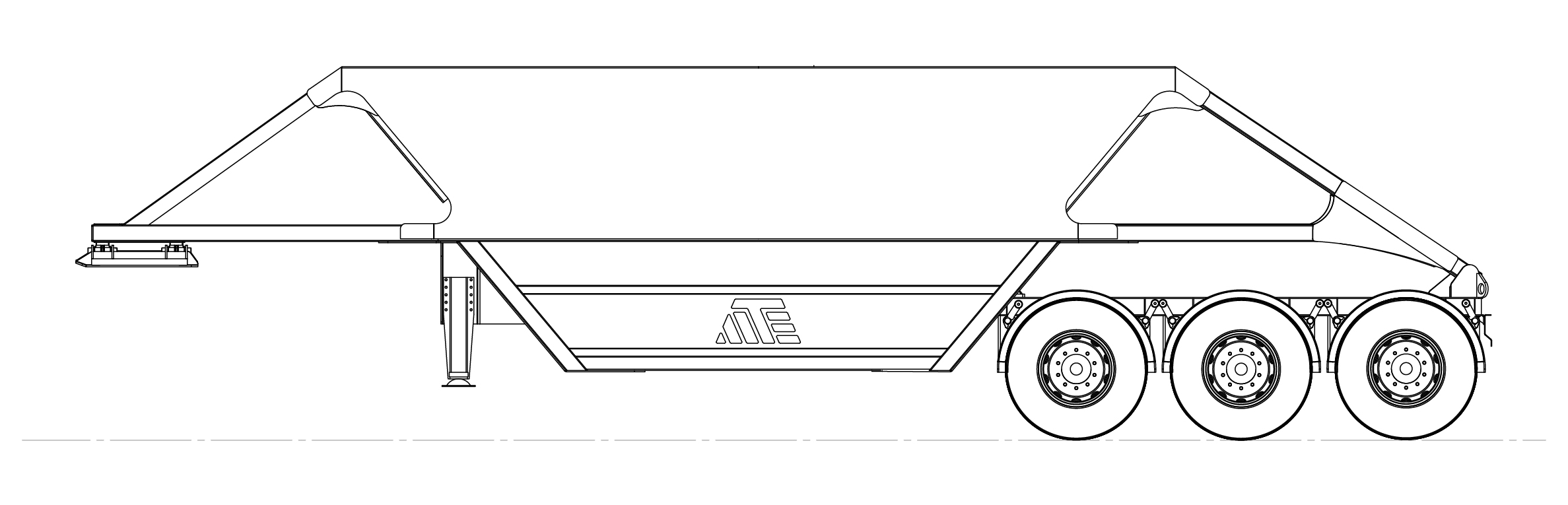 3 Axle Semi Bottom Dumper Model Drawing