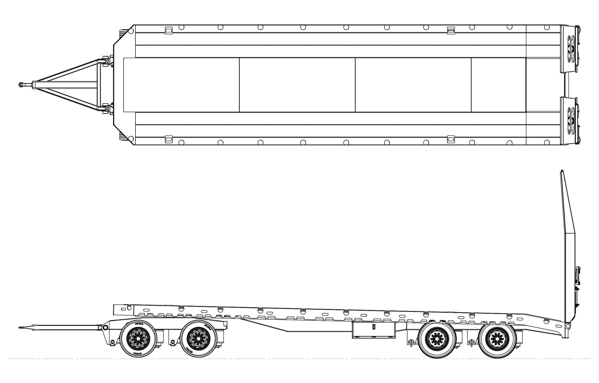 4 Axle Flat Top Low Loader Model Drawing