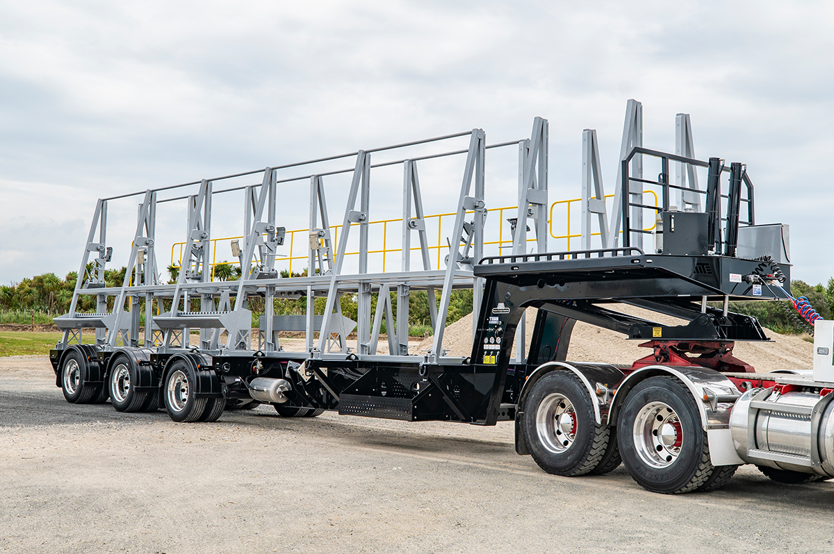 Rows of 4 Panel Trailers Front Side Angle