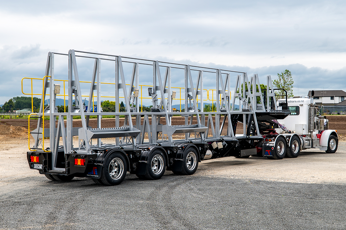 Rows of 4 Panel Trailers Rear Angle