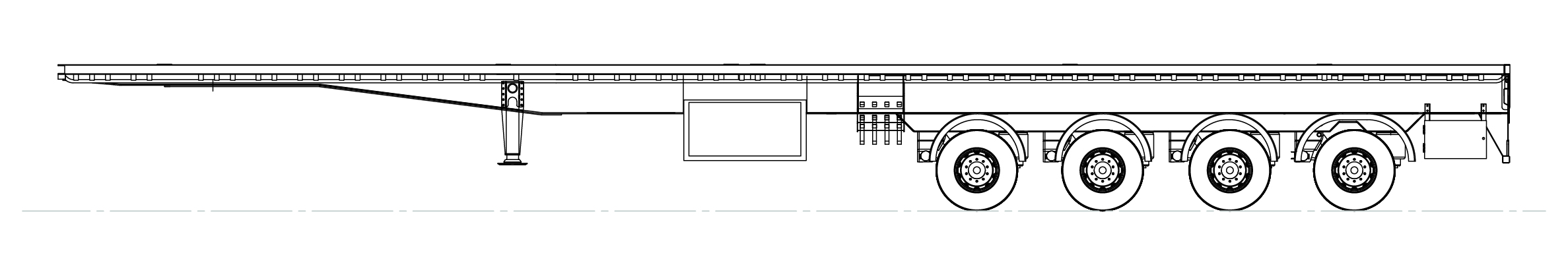 4 Axle Semi Flat Top Model Drawing