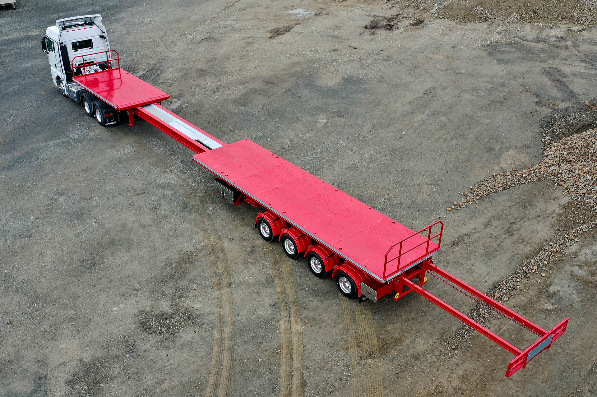 4 Axle Semi Flat Top Extendable Aerial Shot Extending