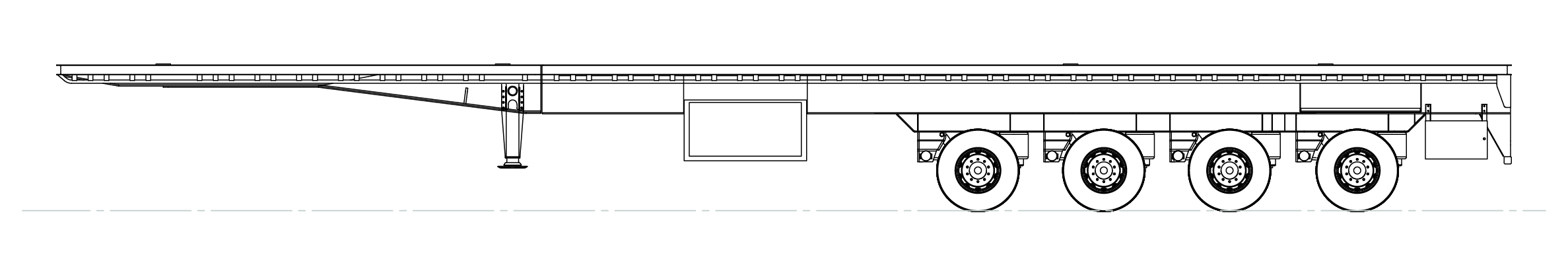 4 Axle Semi Flat Top Extendable Model Drawing