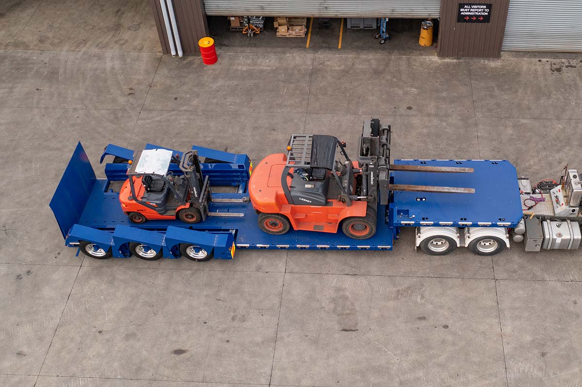 Forklift Trailers Aerial Loaded Side View