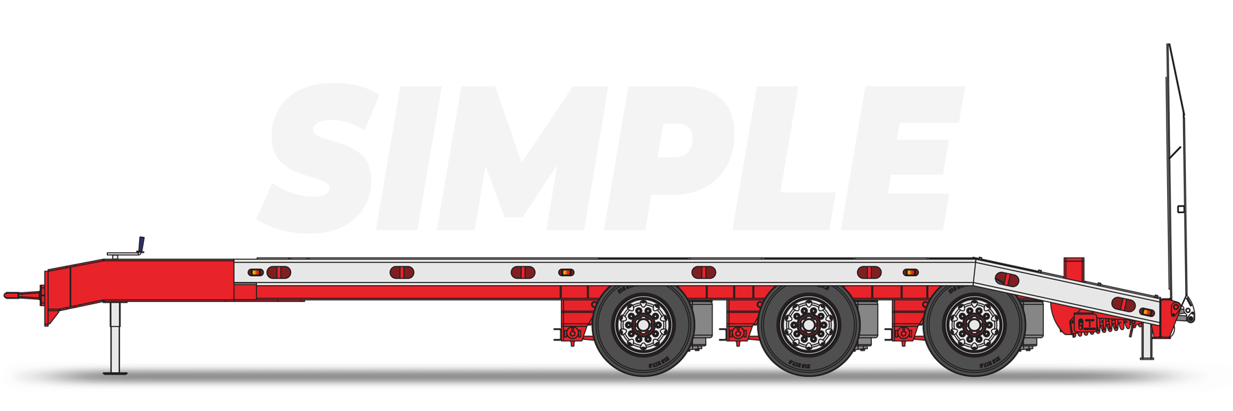 3 Axle Simple Trailer Coloured Drawing