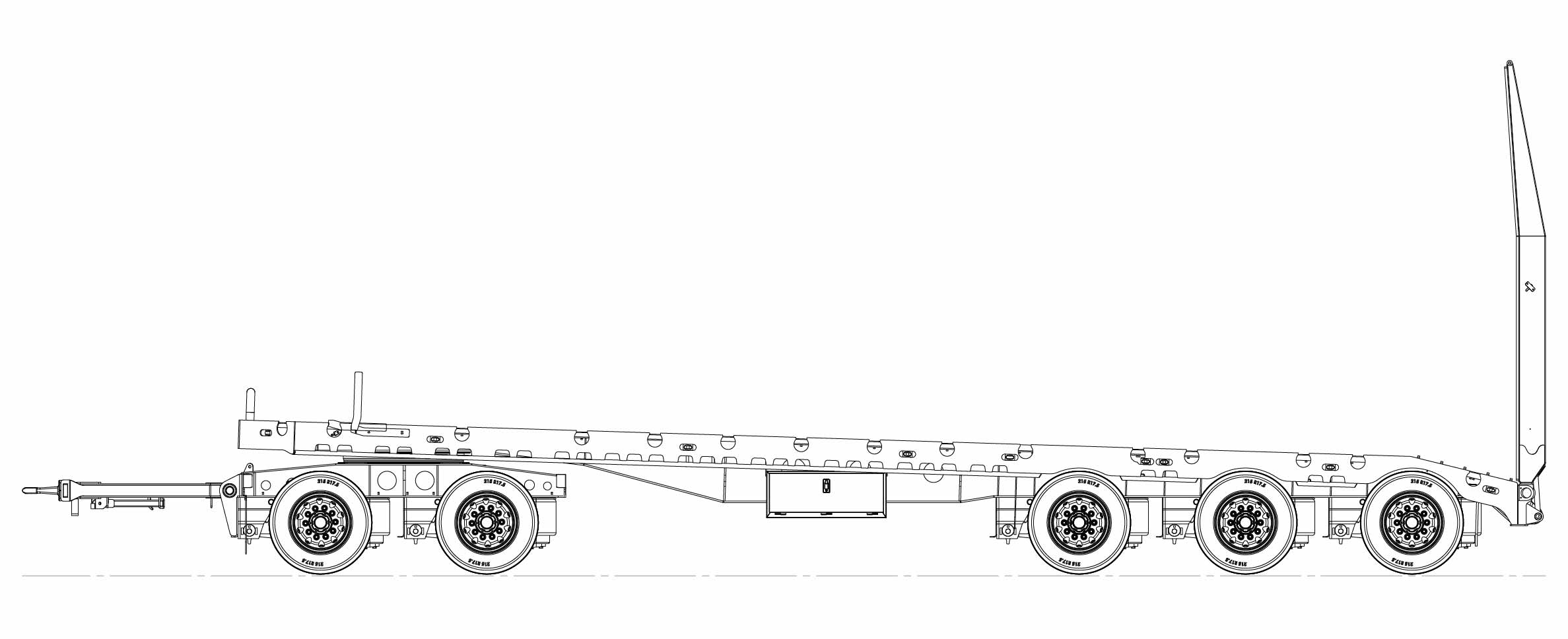 5 Axle Flat Top Low Loader Model Drawing
