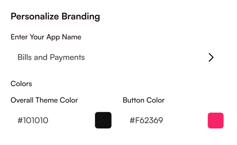 Example of Personalised branding options in Vajro App Builder