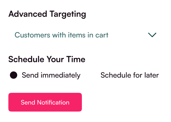 Example of Advanced Targeting of customers with Vajro
