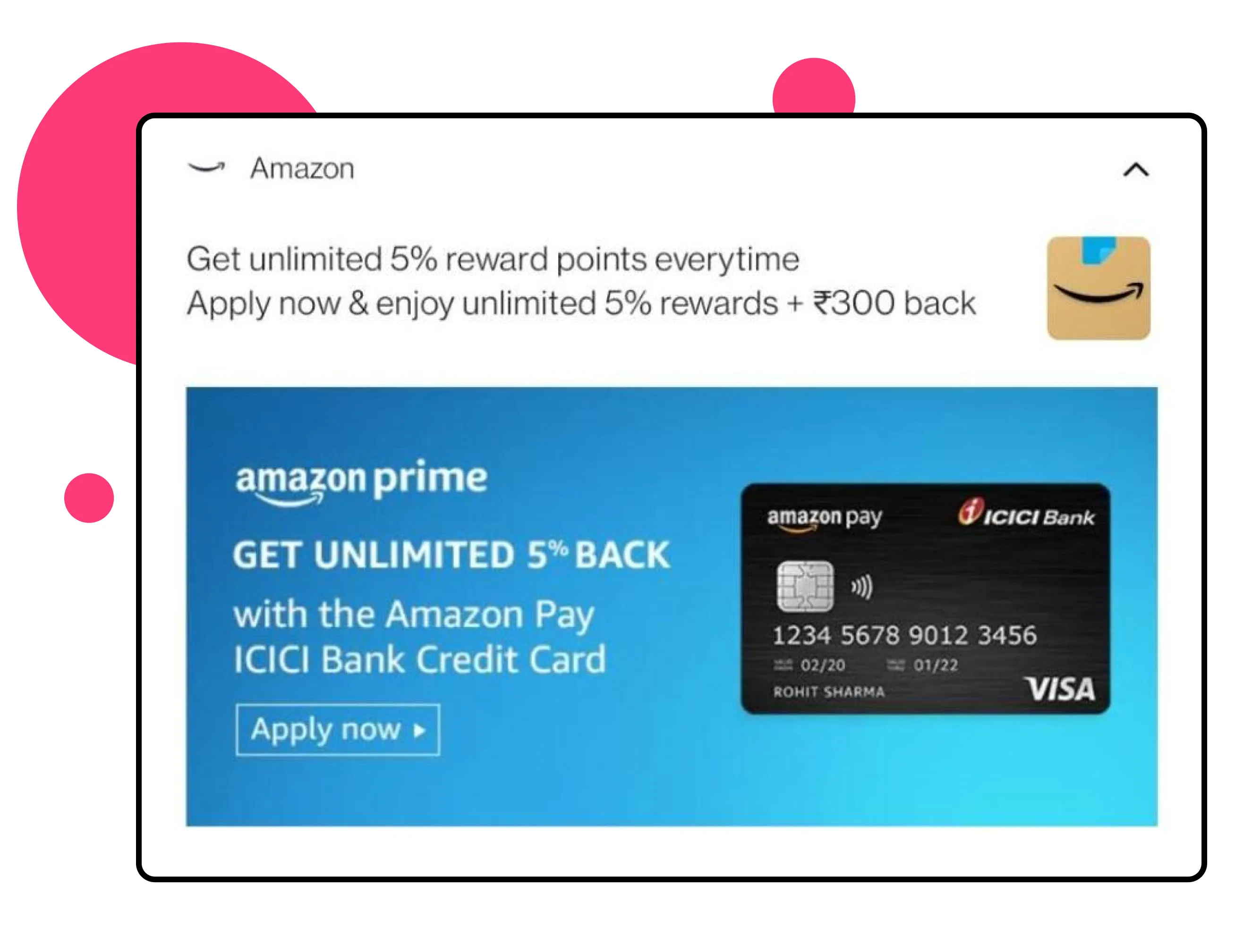 Example of push notifications from Amazon reminding users about their special rewards card